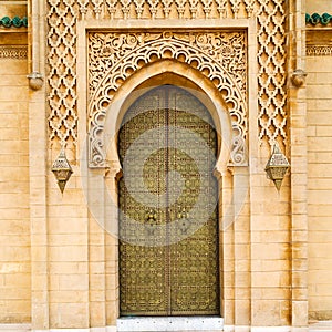 old door in morocco africa ancien and wall ornate brown photo