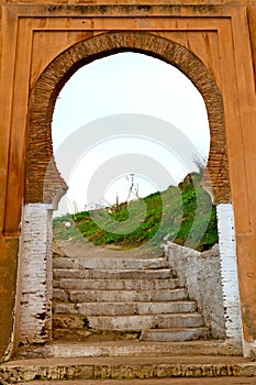 old door in morocco africa ancien and wall ornate green