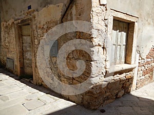 OLD DOOR, OLD WINDOW, FAZANA, CROATIA