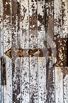 Old Door Peeling Paint Rusty Hinge