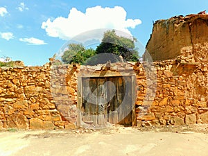 old door in rural landscapes in Zamora province photo