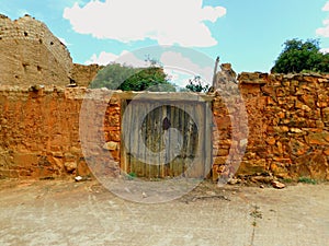 old door in rural landscapes in Zamora province photo