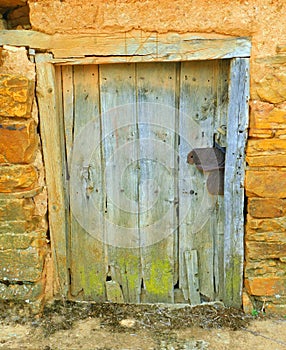 old door in rural landscapes in Zamora province photo