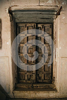 Old door at Salim Singh ki Haveli in Jaisalmer, India