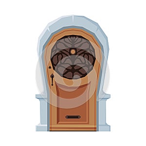 Old Door in Vintage Style, Architactural Design Element Vector Illustration on White Background