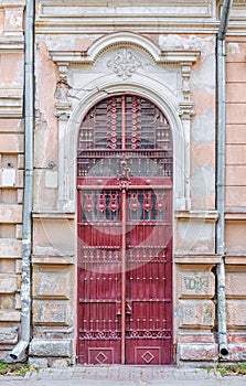 Old door with wrought-iron details