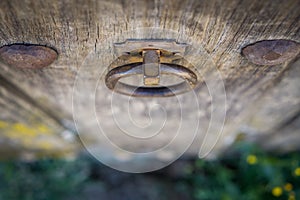 Old doorknocker and door