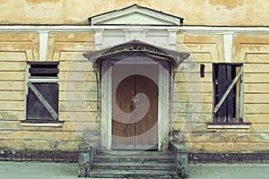 Old doors with damaged paint