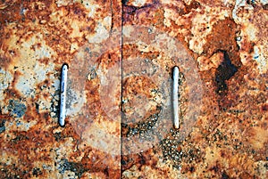 Old doors. Metal rust texture abstract grunge background