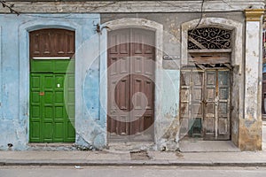 Old doorways and facade, Havana, Cuba