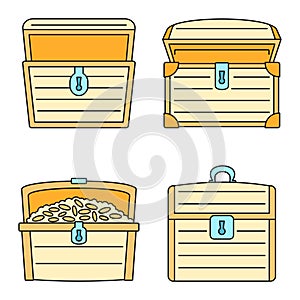 Old dower chest icon set vector color photo