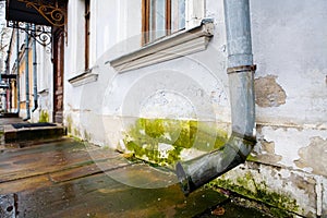 Old drainpipe on the wall.