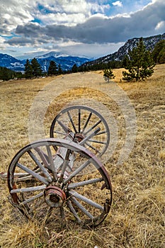 Old dray wheels,  Rocky Mountain National Park, Colorado, USA