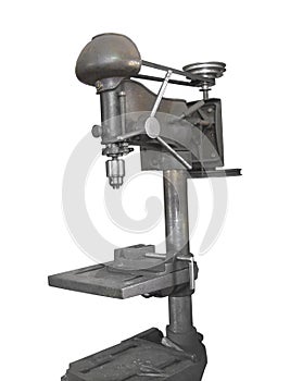 Old drill press isolated