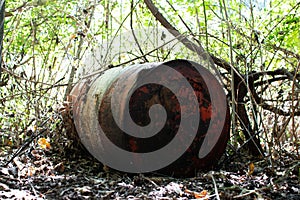 Old drum with environmental contamination