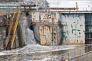 Old Dry Dock With Leaking Flood Gate