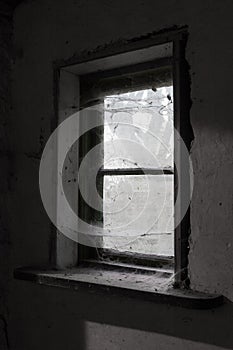 Old dusty barn window