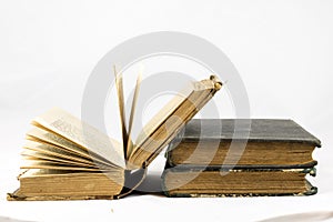 Old dusty book on white isolated background