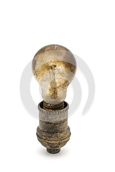 Old Dusty ceiling light bulb in Rural socket
