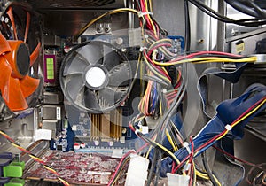 Old and dusty and dismantled computer