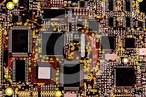 Old dusty integrated circuit board