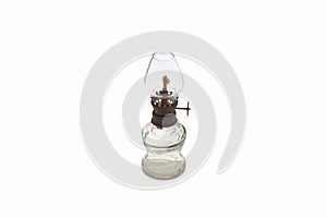 Old dusty oil lamp isolated