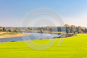 The old Dutch river IJssel in the province of Gelderland near the city of Zutphen