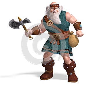 An old dwarf with an axe