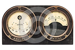 Old early twentieth century double ampere meter