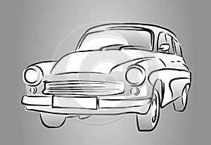 Old East German Car, Grey Shaded Sketch photo