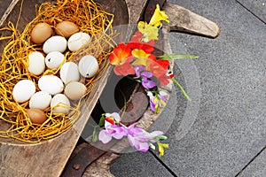 old easter holiday decoration and objects