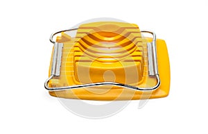 Old egg cutter close up on isolated white background