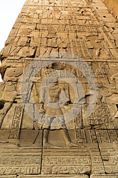 Old egypt hieroglyphs carved on the stone