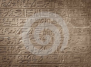 Old egypt hieroglyphs carved on the stone