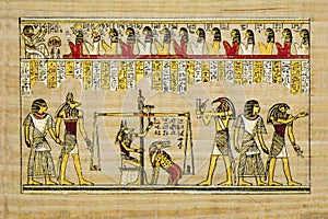 Old Egyptian papyrus with elements of ancient Egyptian history