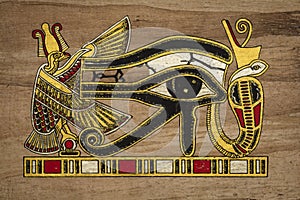 Old Egyptian papyrus with elements of ancient Egyptian history