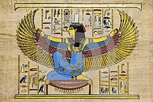 Old Egyptian papyrus with elements of ancient Egyptian history