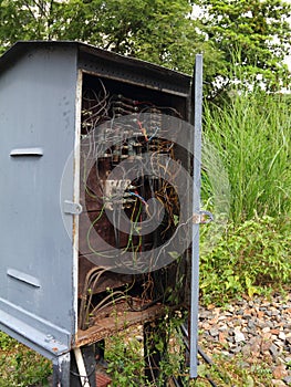 Old electric box with wiring