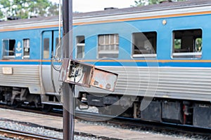 The old electric control box on railway track