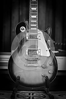 Old Electric Guitar in Black and White