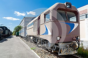 Old electric locomotive at the railway station