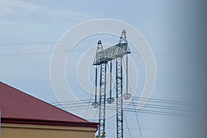 Old electric pole on dky backgrounds