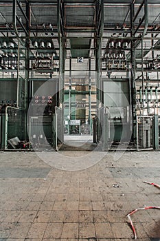 Old Electrical Control Panels in Abandoned Industrial Facility