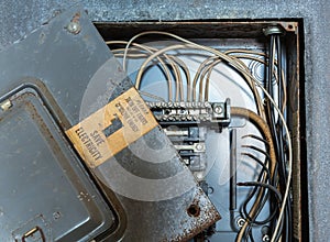 Old electrical distribution or wiring box