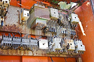 Old electrical panel of an abandoned factory