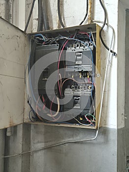 old electrical panel from a workshop