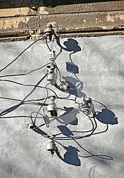 Old electricity connectors on the wall