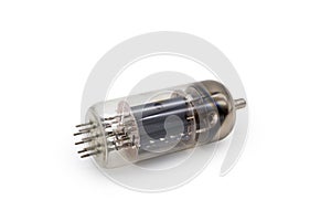 Old electronic vacuum tube on a white background