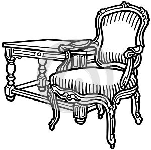 Old elegant chair cartoon Vector Clipart