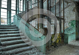 Old elevator in an abandoned hospital in Beelitz photo